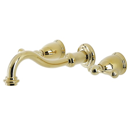 KINGSTON BRASS KS3122BL Wall Mount Bathroom Faucet, Polished Brass KS3122BL